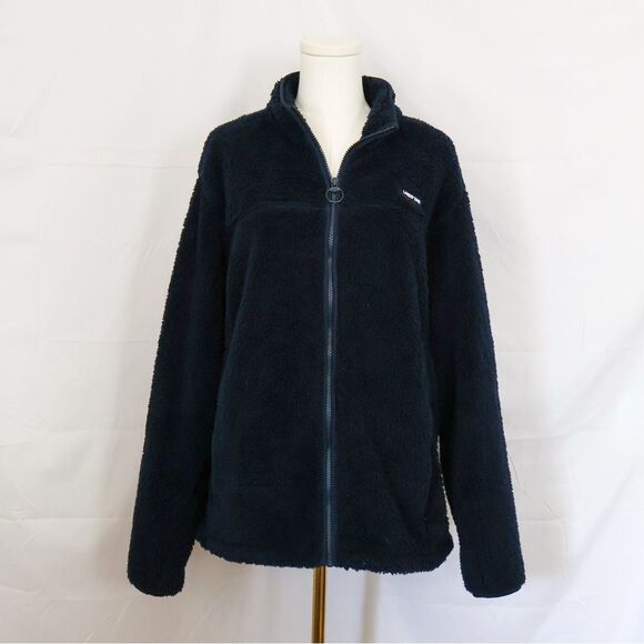 NWOT Land's End Men's Full Zip Sherpa Jacket Navy Blue - Large 42/44 - Picture 1 of 6
